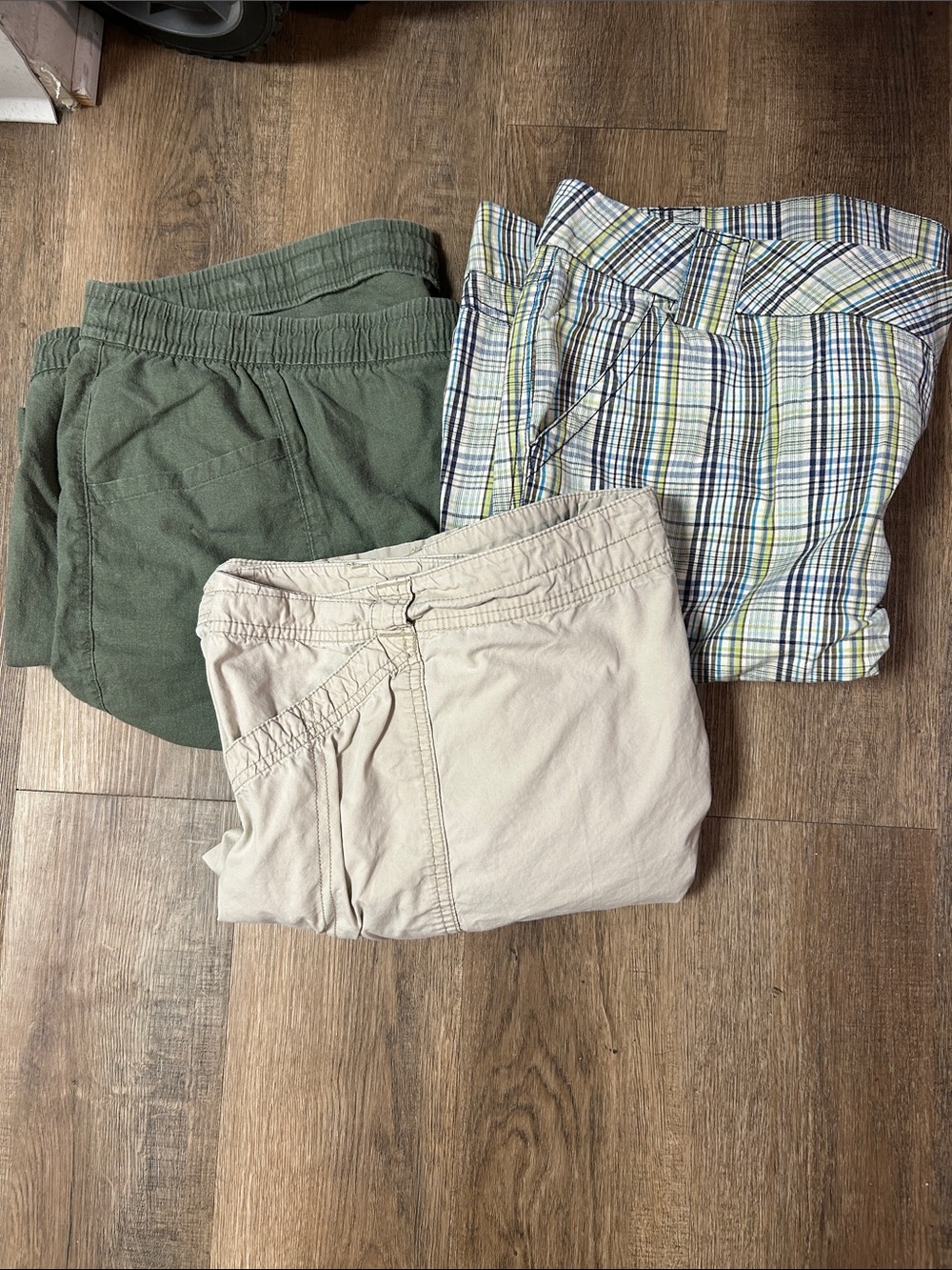 Women’s Casual Jean Shorts Pack - Olive, Beige & Plaid